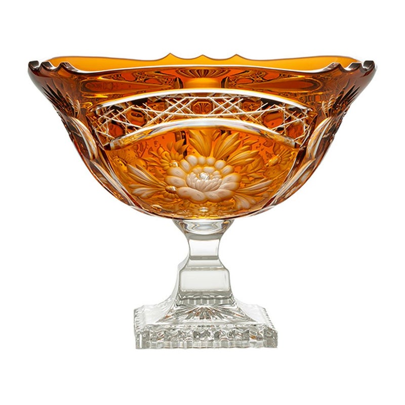 アルンシュタットクリスタル アルンシュタットフラワー ボウル 25cm アンバー（色被せガラス） 31495