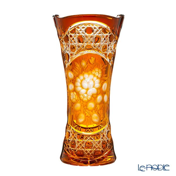 アルンシュタットクリスタル アルンシュタットフラワー ベース 26cm アンバー（色被せガラス）34457