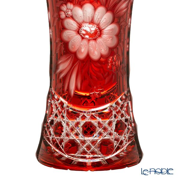 アルンシュタットクリスタル アルンシュタットフラワー ベース 26cm レッド （色被せガラス）34975