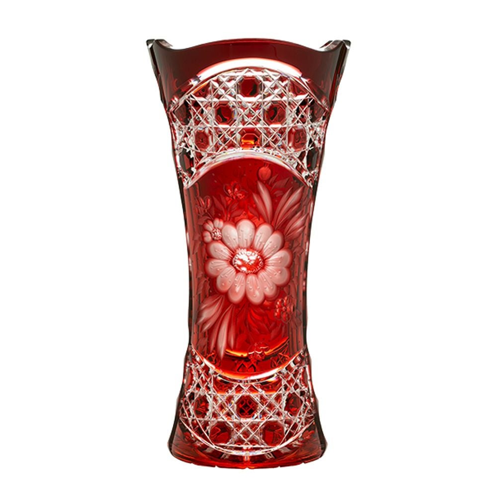 アルンシュタットクリスタル アルンシュタットフラワー ベース 26cm レッド （色被せガラス）34975