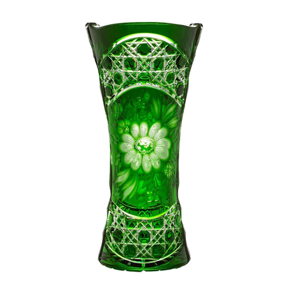 アルンシュタットクリスタル アルンシュタットフラワー ベース 26cm エメラルド（色被せガラス）35898