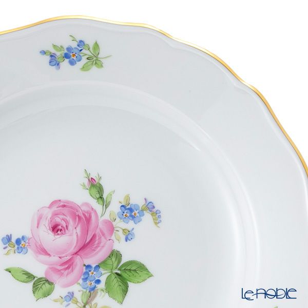 マイセン（Meissen） ピンクのバラ／忘れな草 プレート 20cm 020810／00472