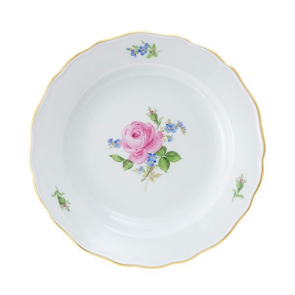マイセン（Meissen） ピンクのバラ／忘れな草 プレート 20cm 020810／00472