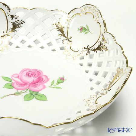 マイセン（Meissen） ピンクのバラ 020192／54880 メッシュ飾り皿 18cm