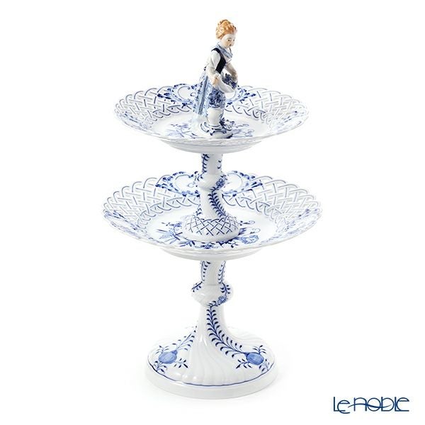 マイセン（Meissen） ブルーオニオン フィギュリン付フルーツスタンド 少女 800101／54852