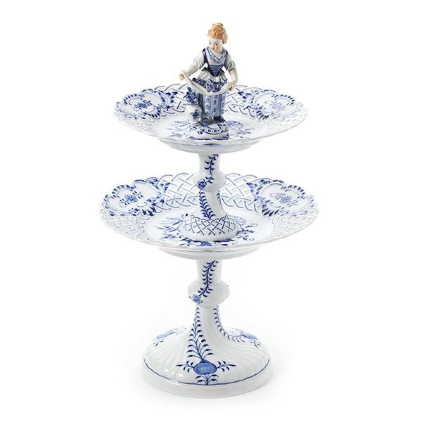 マイセン（Meissen） ブルーオニオン フィギュリン付フルーツスタンド 少女 800101／54852