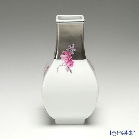 マイセン（Meissen） プラチナローズ 018795／50097 花瓶（角型） 13cm