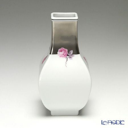 マイセン（Meissen） プラチナローズ 018795／50097 花瓶（角型） 13cm