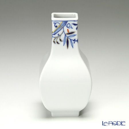 マイセン（Meissen） ブルーオニオン スタイル レッド＆ゴールド 80a095／50097 花瓶（角型） 13cm