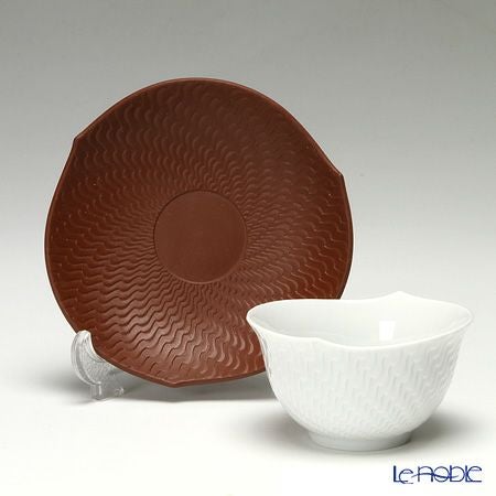 マイセン（Meissen） 波の戯れホワイト 000001／c2925 2人用 日本茶セット（ベットガーセッ器ソーサー 2客＆トレイ付 7ピース）