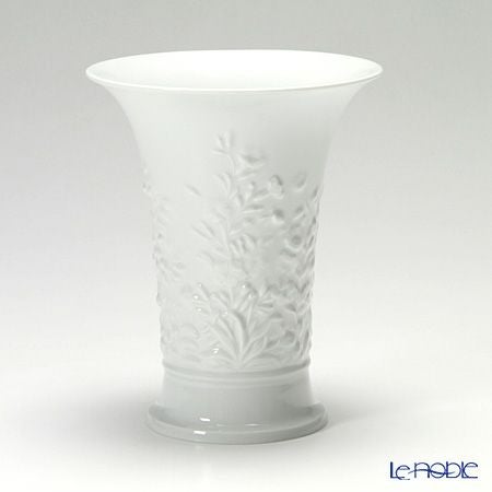 マイセン（Meissen） マイセンホワイト 000001／50045 ベース（花瓶） 17cm（フラワーレリーフ）