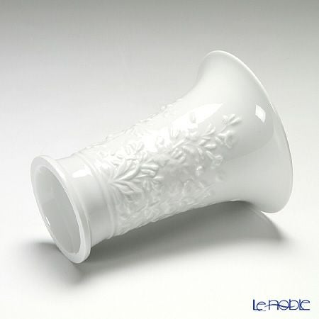 マイセン（Meissen） マイセンホワイト 000001／50045 ベース（花瓶） 17cm（フラワーレリーフ）