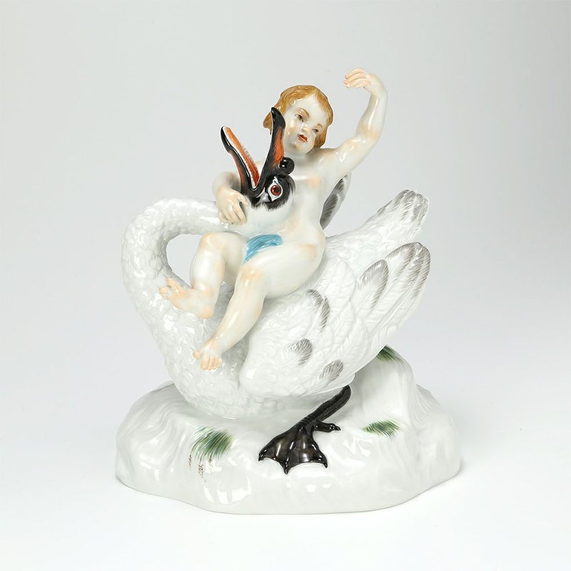 マイセン（Meissen） リミテッドエディション 900184／73060 11／75 フィギュリン 20cm 白鳥に乗るキューピッド 世界限定コレクション