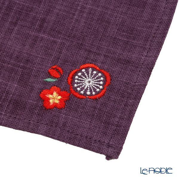 むす美 風呂敷 50 ふくふく刺繍 紅梅白梅 ムラサキ 綿100％ 日本製 50cm 20604-101