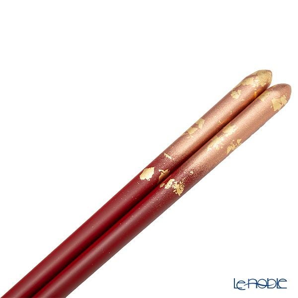 箔一 金の箸銀の箸 霞流し 茜・赤 23cm A211-09025