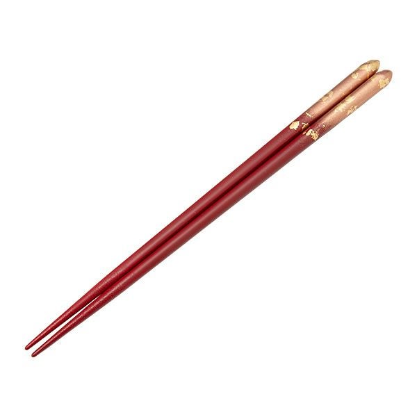 箔一 金の箸銀の箸 霞流し 茜・赤 23cm A211-09025