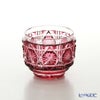 復元薩摩切子 猪口A／1101 八角籠目 金赤