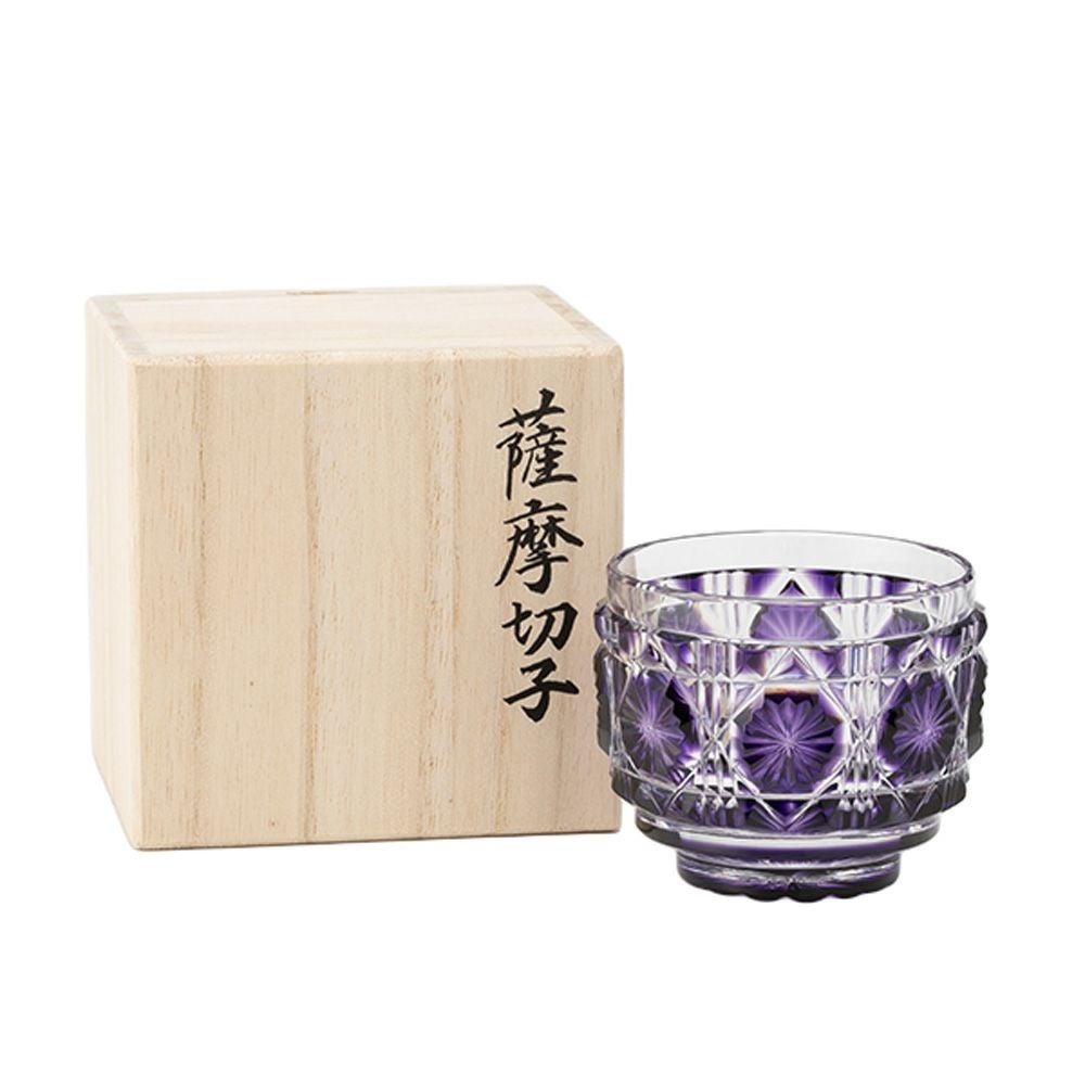 復元薩摩切子 猪口A／1102 八角籠目 紫 | ブランド洋食器専門店ル