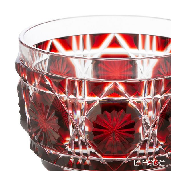 復元薩摩切子 猪口A／1103 八角籠目 銅赤