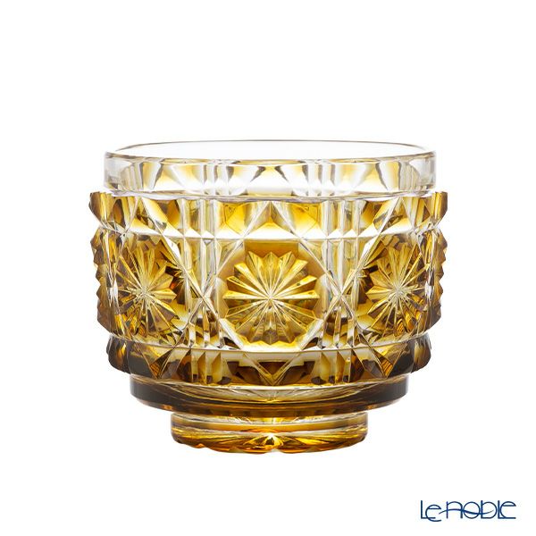 復元薩摩切子 猪口A／1104 八角籠目 黄