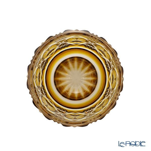 復元薩摩切子 猪口A／1104 八角籠目 黄