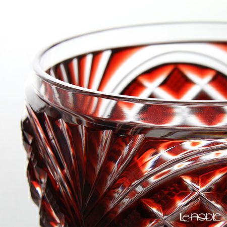 復元薩摩切子 小付鉢A 銅赤 輪結び紋 2103