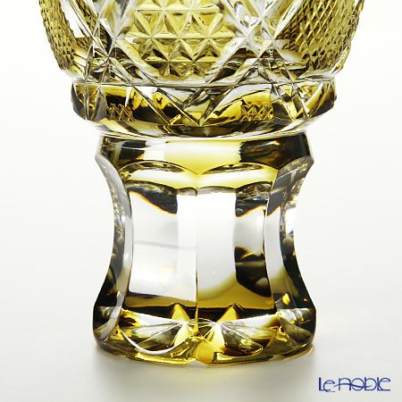 薩摩切子 馬上杯／20504 六角籠目に麻の葉小紋 黄