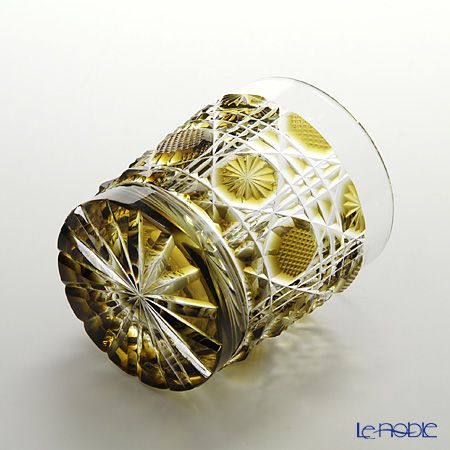 薩摩切子 タンブラー／22004 八角籠目 黄