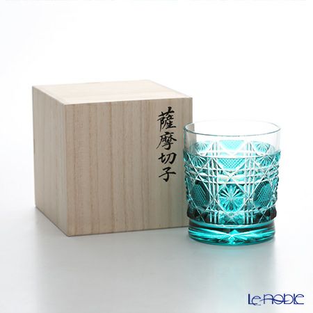 薩摩切子 タンブラー／22005 八角籠目 緑