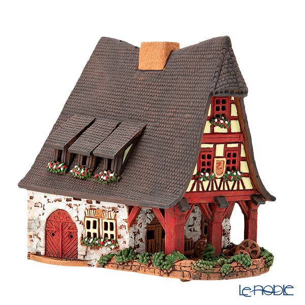 北欧リトアニア製陶器 ミデーネ MIDENE ミニチュアハウス 煙突＆香台付 ドイツ ローテンブルクの鍛冶工房 D224AR