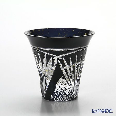 八千代切子 墨色 LSB19755SBK-C637 杯 開扇柄（ひらきおうぎがら） 85ml 【木箱入】
