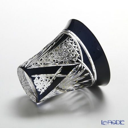 八千代切子 墨色 LSB19755SBK-C637 杯 開扇柄（ひらきおうぎがら） 85ml 【木箱入】