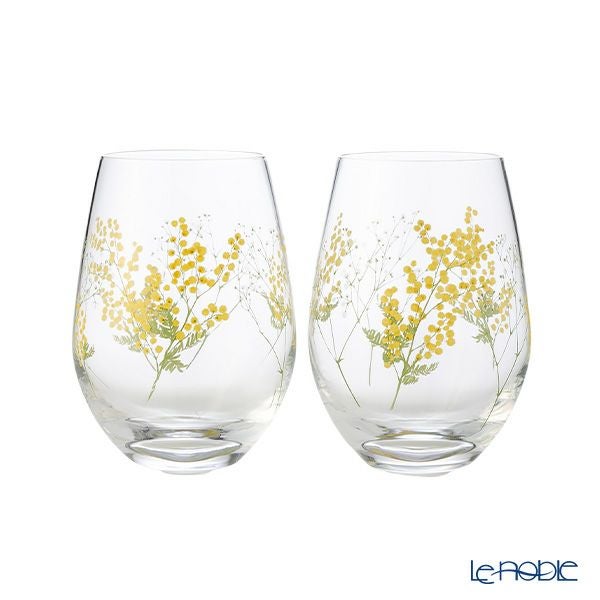 東洋佐々木ガラス 花文 hanafumi ペアタンブラー ミモザ・かすみ草柄 360ml G099-T282