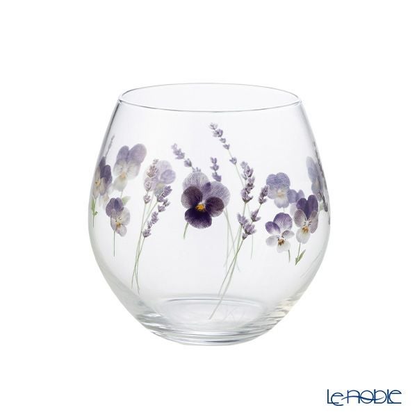東洋佐々木ガラス 花文 hanafumi ペアフリーグラス ビオラ・ラベンダー柄 380ml G099-T283