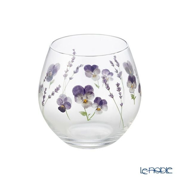 東洋佐々木ガラス 花文 hanafumi ペアフリーグラス ビオラ・ラベンダー柄 380ml G099-T283