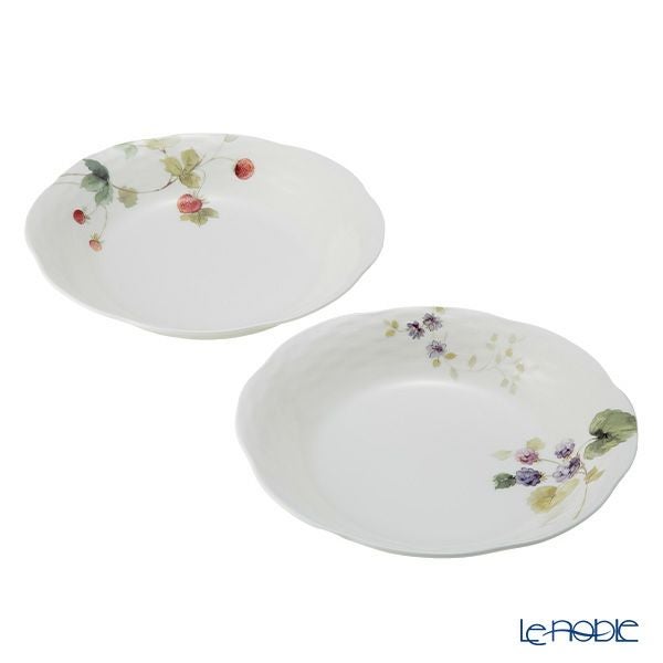 ナルミ ルーシーガーデン オーバルプレート 23cm ペア ストロベリー＆ブラックラズベリー 96011-23065P