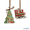 ハルモニア クリスマスオブジェ 2点セット オーナメントミニクリスマスツリー＆汽車 A2 HM-011275 ポリレジン製