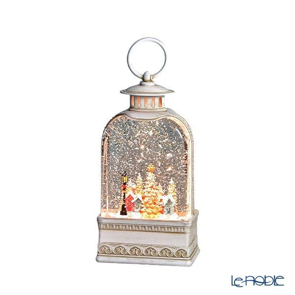 ハルモニア クリスマスオブジェ リキッドLEDオルゴールランタン ヴィレッジ ホワイト 24.5cm HM-011212 ※電池は別売り