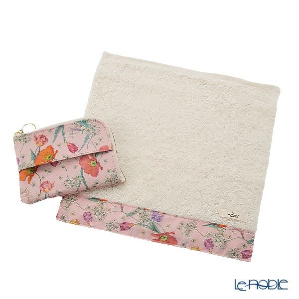 リバティプリントを使用した ソフトハンドタオル ＆ ティッシュポーチ ギフトセット A スプリング・ブルームス ピンク 23SS