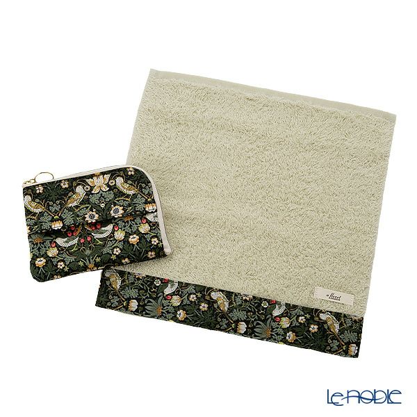 リバティプリントを使用した ソフトハンドタオル ＆ ティッシュポーチ ギフトセット D ストロベリーシーフ フォレスト 23SS