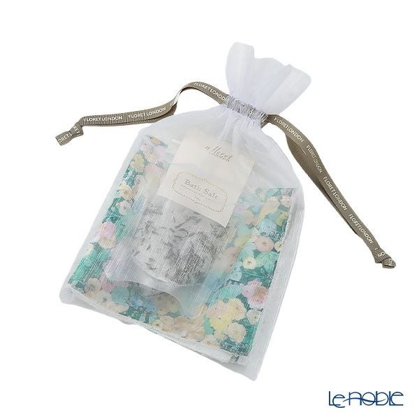 リバティプリントを使用したハンドタオル＆ハーブバスソルト50g （約2回分 不織布袋2枚入） ギフトセット D ホリーホックス GR ナチュラルラベンダーの香り 23SS
