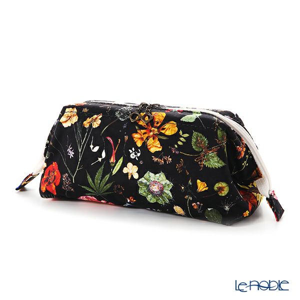 リバティプリント（LIBERTY PRINT）を使用したワイヤーポーチ フローラル・イヴ ブラック 24×8×11cm 日本製