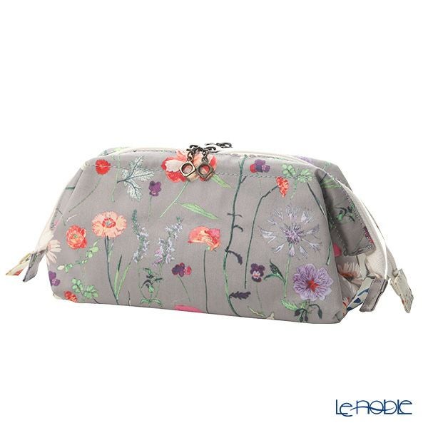リバティプリント（LIBERTY PRINT）を使用したワイヤーポーチ スプリング・ガーデン グレー 24×8×11cm 日本製