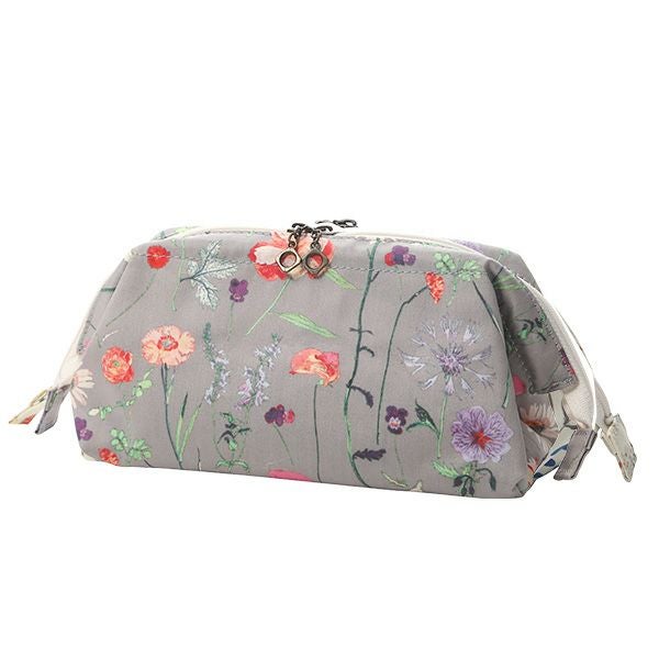リバティプリント（LIBERTY PRINT）を使用したワイヤーポーチ スプリング・ガーデン グレー 24×8×11cm 日本製