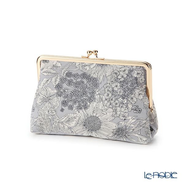 リバティプリント（LIBERTY PRINT）を使用したがま口ポーチ スウィムダンクレア グレー 20×6×13cm 日本製