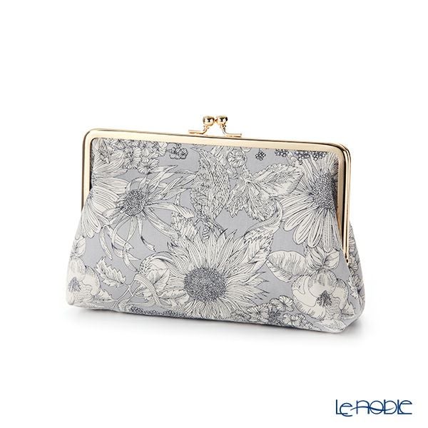 リバティプリント（LIBERTY PRINT）を使用したがま口ポーチ スウィムダンクレア グレー 20×6×13cm 日本製