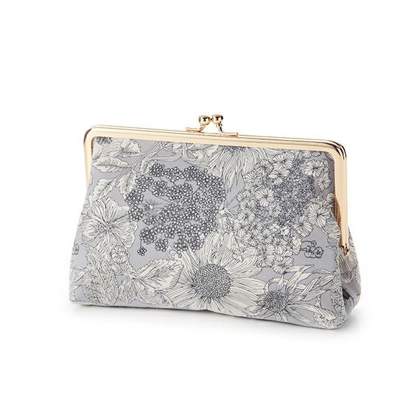 リバティプリント（LIBERTY PRINT）を使用したがま口ポーチ スウィムダンクレア グレー 20×6×13cm 日本製