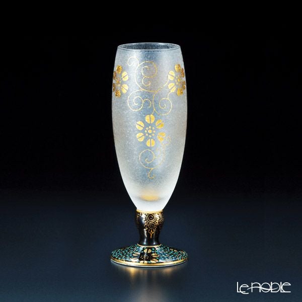 石塚硝子 プレミアムニッポンテイスト みぞれ九谷 青粒鉄仙 ショートステムグラス 125ml 木箱入 9416