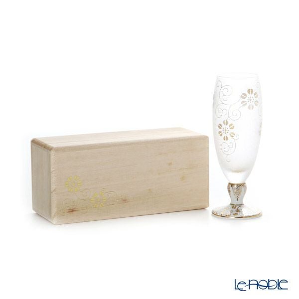 石塚硝子 プレミアムニッポンテイスト みぞれ九谷 白粒鉄仙 ショートステムグラス 125ml 木箱入 9417