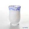 津軽びいどろ 秋村実工房 12ヶ月コレクション 盃 2月 春時雨 ホワイト／ブルー F-62197